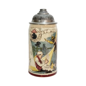 Mettlach Stein #1909/732, German Beer Stein, Three Kinds of Inebriation