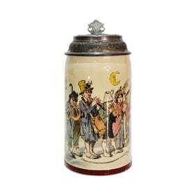 Mettlach Stein #1909/1109, German Beer Stein, Roaming Musicians