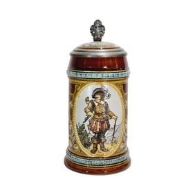 Mettlach Stein #1998, German Beer Stein, Trumpeter of S?ckingen