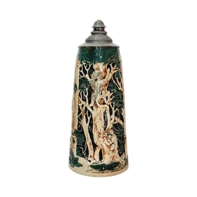Dumler & Breiden Pottery Stein #119, German Beer stein, Virgin Forest Scene with Monkeys