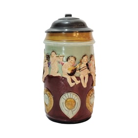 Reinhold Hanke Stein #1445, German Beer Stein, Musical Cherubs