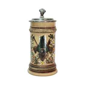 Marzi & Remy Stein, German Beer Stein, Mountain Climbing Tools with Double Imperial Eagle Crests