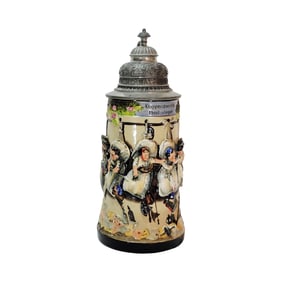 Reinhold Hanke Stein #1276, German Beer Stein, Stork with Babies