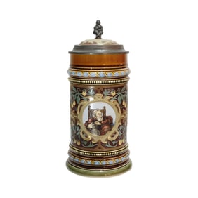 Mettlach Stein #1999, German Beer Stein, Old German Drinkers