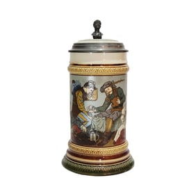Mettlach Stein #2441, German Beer Stein, Old German Drinkers Playing Dice