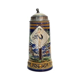 Mettlach Stein #2717, German Beer Stein, Cupid the Archer with Saying
