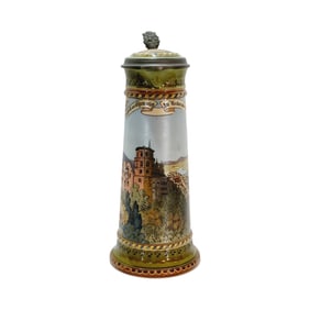 Mettlach Stein #2796, German Beer Stein, View of Heidelberg
