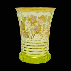 Northern Bohemian Beaker, German Beaker, Uranium Beaker with Grape Vines