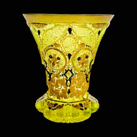 Northern Bohemian Beaker, German Beaker, Uranium Beaker with Floral Design