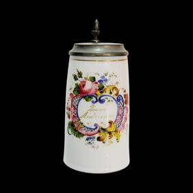 Milk Glass Stein, German Beer Stein, Presentation Stein