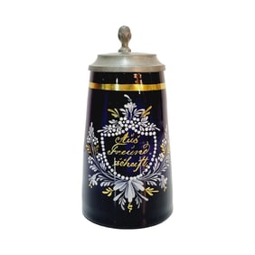Cobalt Glass Stein, German Beer Stein, Presentation Stein