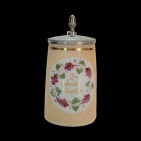 Milk Glass Stein, German Beer Stein, Birthday Stein