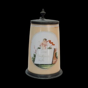 Milk Glass Stein, German Beer Stein, Wedding Presentation Stein