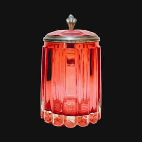 Glass Stein, German Beer Stein, Faceted Rose Colored Stein