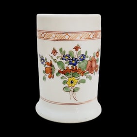Milk Glass Mug, German Beer Mug, Floral Design Mug