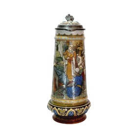 Mettlach Stein #2481, German Beer Stein, Hildegund Refreshes the Wounded