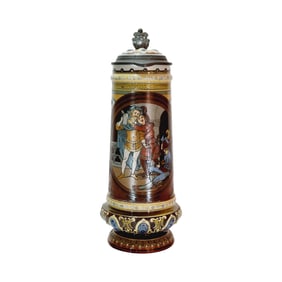 Mettlach Stein #2690, German Beer Stein, Drinkers with Saying