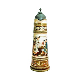 Mettlach Stein #2180/955, German Beer Stein, Hunter in the Tavern