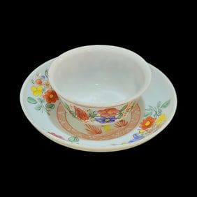 Bohemian Cup & Saucer, German Cup & Saucer, Small Floral Cup & Saucer
