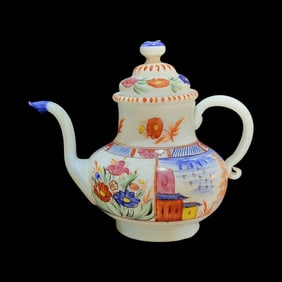 Bohemian Tea Pot, German Teapot, Early Floral Pattern Tea Pot