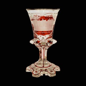 Glass Pokal Stein, German Pokal Stein, Initialed Souvenir Pokal