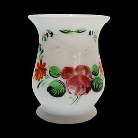 Bohemian Milk Glass, German Glass, Small Bulbous Floral Glass