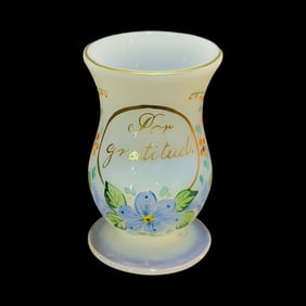 Bohemian Opal Glass, German Glass, Small Bulbous Floral Glass