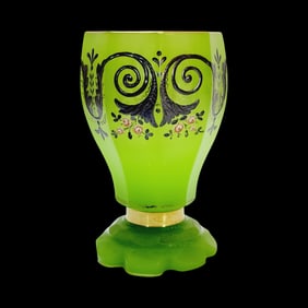 Glass Beaker, German Glass Beaker, Gilded Beaker with Silver Florals