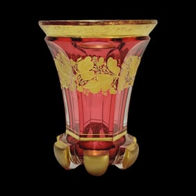 Glass Beaker, German Glass Beaker, Gilded Beaker with Oak Leaves & Acorns