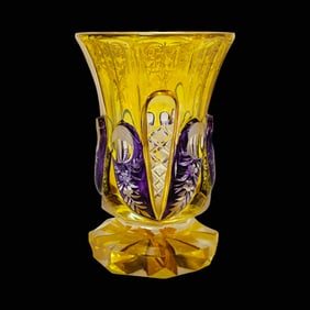 Glass Beaker, German Glass Beaker, Ornate Floral Beaker