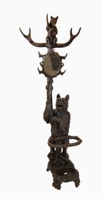 Black Forest Bear Hallstand Tree, Swiss Linden Wood, Early Black Forest Bear Hallstand Tree