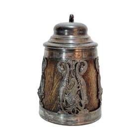 Wooden Stein, American Beer Stein, St. Louis Silver Company Stein