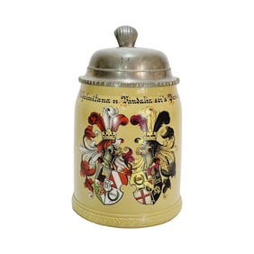 Mettlach Stein #1526, German Beer Stein, Dual Student Association Stein