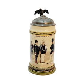 Mettlach Stein #2140/747, German Regimental Beer Stein, 3rd Guard Regiment (Foot) Garrisoned in