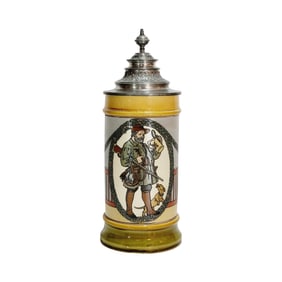 Mettlach Stein #2938, German Beer Stein, Hunter