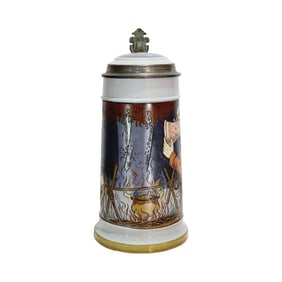 Mettlach Stein #2922, German Beer Stein, Thieves? at the Campfire
