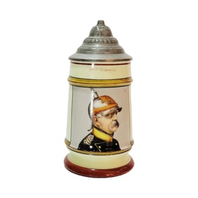 Porcelain Stein, German Military Stein, Portrait of Bismark
