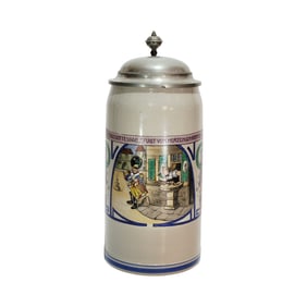 Stoneware Stein, German Beer Stein, Maiden & Soldier