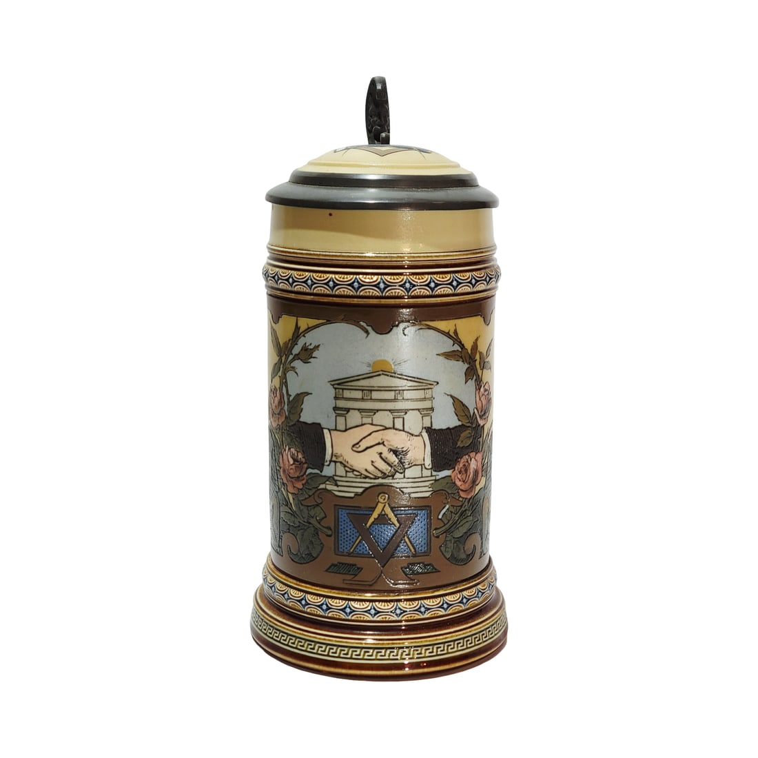 Mettlach Stein #1819, German Beer Stein, Masonic Symbols (1 of 15)