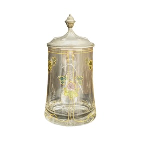 Glass Stein, German Glass Stein, Art Nouveau Stein