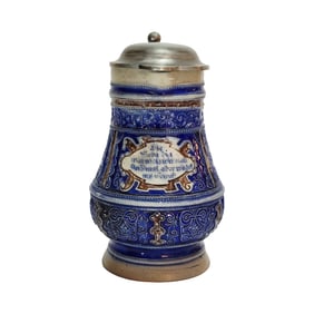 Simon Peter Gerz Stein #567, German Beer Stein, Mosaic Design with Saying