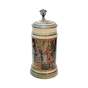 Mettlach Stein #2402, German Beer Stein, The Courting of Siegfried