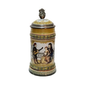 Mettlach Stein #2285, German Beer Stein, Guitar Playing