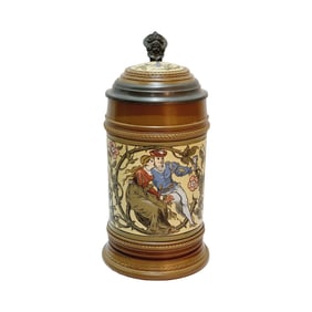 Mettlach Stein #1968, German Beer Stein, Lovers in Vines