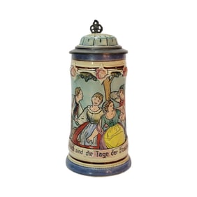 Stoneware Stein, German Beer Stein, German Couples Courting