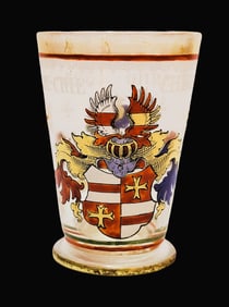 Fritz Heckert Beaker, German Glass Beaker, German Armorial Crest Beaker