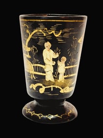 Wood Beaker, Scandinavian Wood Beaker, Wooden Beaker with Family Scene