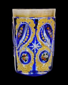 Bohemian Glass, German Glass, Small Floral Glass