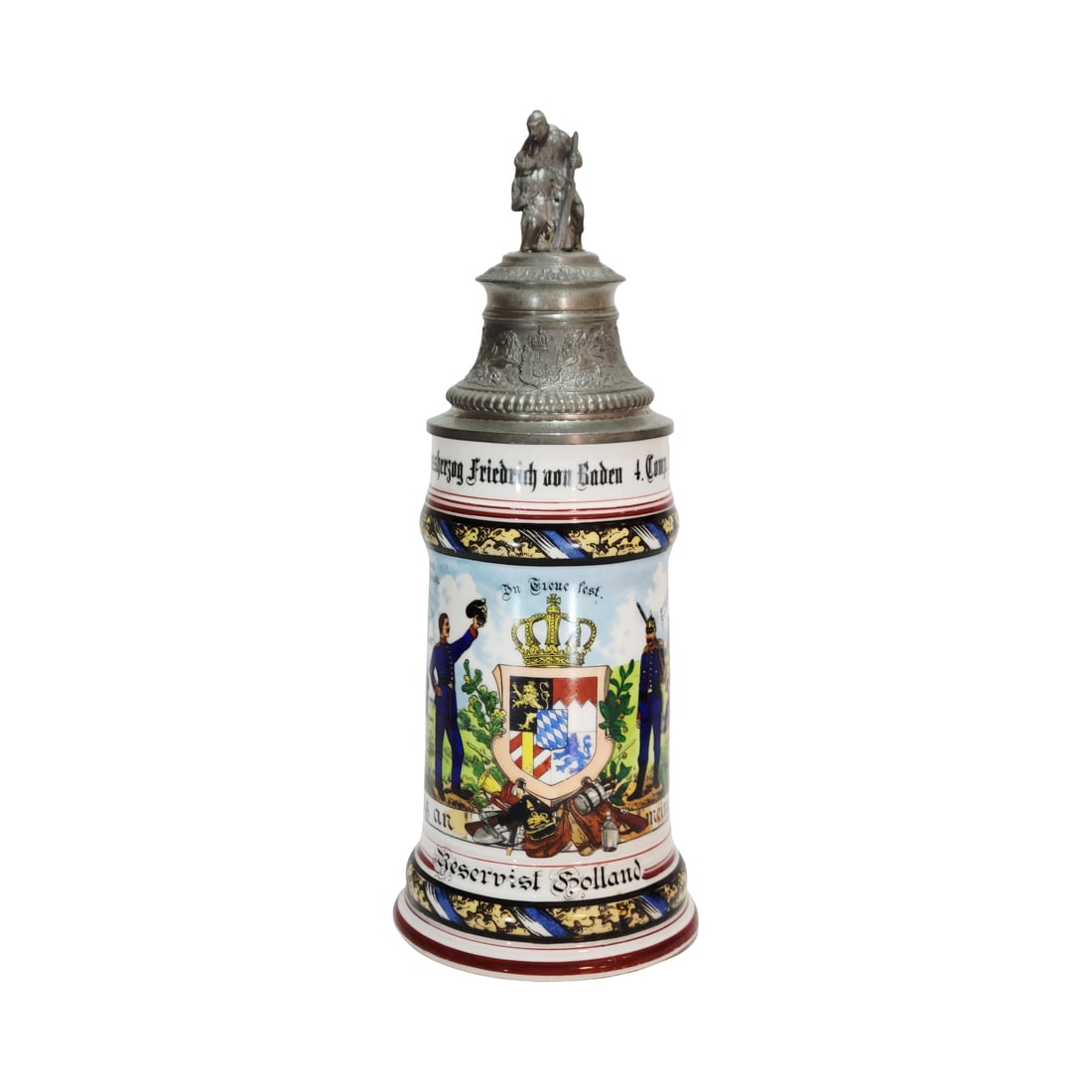 Regimental Stein, German Regimental Beer Stein, 8. Inf.-Rgt. Grossherzog Friedrich von Baden 4. (1 of 16)