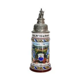 Regimental Stein, German Regimental Beer Stein, 17. Inf.-Rgt.,,Orff" 12. Comp.Germerscheim 1902-1904